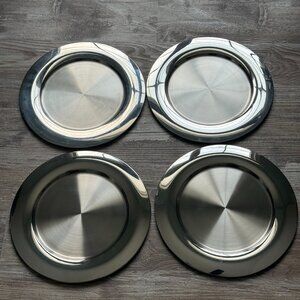 Crate&Barrel Polished Stainless Charger Plates - Silver Tone (Set of 4)